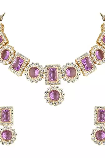 traditional stone studded necklace jewellery set