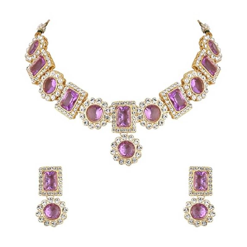 traditional stone studded necklace jewellery set