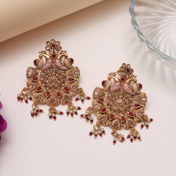 Rani color rajwadi matte gold earrings 1