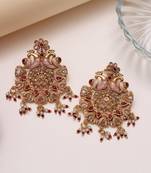 Rani color rajwadi matte gold earrings