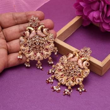 Rani color rajwadi matte gold earrings 2