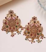 Multi color rajwadi matte gold earrings
