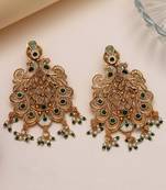 Green color rajwadi matte gold earrings
