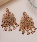 Rani color rajwadi matte gold earrings