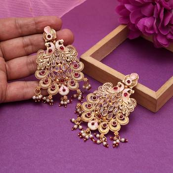 Rani color rajwadi matte gold earrings 2