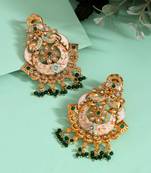 Green color kundan meenakari earrings