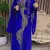 Royal Blue color Handmade Moroccan Kaftan with Embroidered zari work hijab