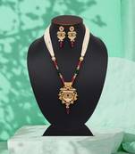 Rani & green color meena work matte gold rajwadi temple necklace set