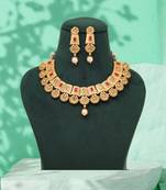 Rani color matte gold rajwadi temple necklace set