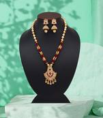 Maroon color meena work matte gold rajwadi temple necklace set