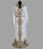 Off-White luxurious Moroccan Kaftan With Sun-proof hijab.
