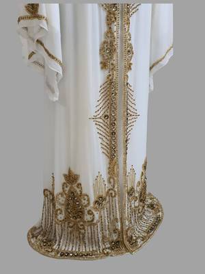 Off-White Moroccan Kaftan With Sun-proof hijab 4