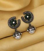 Green color black antique earrings