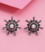 Green color black antique earrings