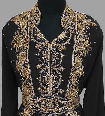 Black embroidered georgette islamic kaftans With Sun-proof hijab 2