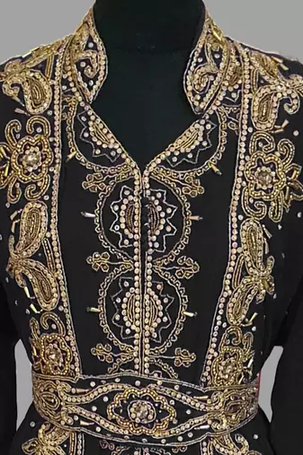 Black embroidered georgette islamic kaftans With Sun-proof hijab