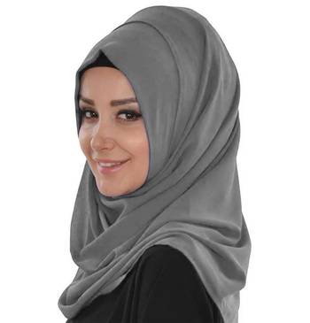 Grey embroidered georgette islamic kaftans With Sun-proof hijab 6