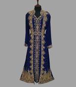Navy-Blue embroidered georgette islamic kaftans With Sun-proof hijab.