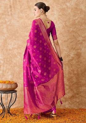 Pink woven art silk Saree with Blouse 3