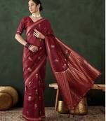 Red woven art silk Saree with Blouse