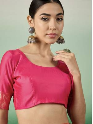 Pink woven art silk Saree with Blouse 5