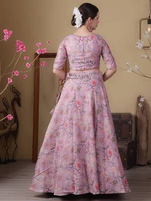 Ethnovog Ready To Wear Mauve Digital Printed Boat Neck Lehenga 2