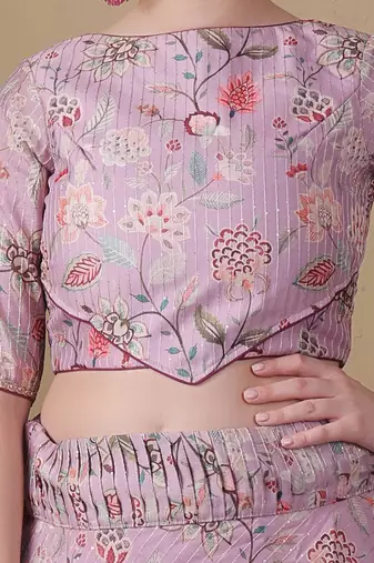 Ethnovog Ready To Wear Mauve Digital Printed Boat Neck Lehenga