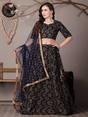 Ethnovog Ready To Wear Blue Embroidered Velvet Lehenga 1