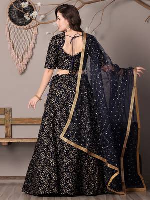 Ethnovog Ready To Wear Blue Embroidered Velvet Lehenga 2