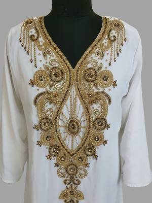 Black & White color Two Piece Jacket Style Moroccan Kaftan with hijjab 4