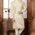 beige cotton linen floral printed kurta pyjama set