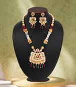 Rani & green color matte gold meenakari necklace set