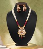 Rani color matte gold meenakari necklace set