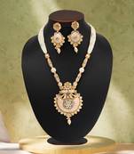Gold color matte gold meenakari necklace set