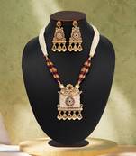 Rani color matte gold meenakari necklace set