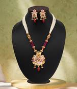 Rani color matte gold meenakari necklace set