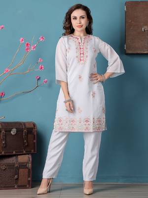 Ethnovog ready to wear pastel blue embroidered straight pant suit 1