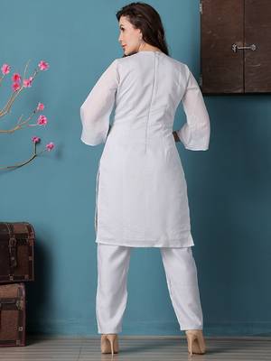 Ethnovog ready to wear pastel blue embroidered straight pant suit 2