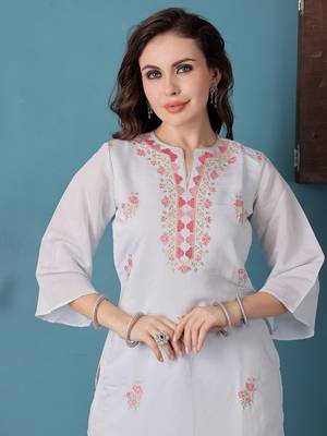 Ethnovog ready to wear pastel blue embroidered straight pant suit 4
