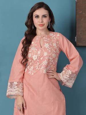 Ethnovog ready to wear peach embroidered organza kurta palazzo sets 4