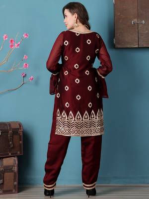 Ethnovog ready to wear wine rangoli indowestern set with jacket 2