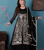 Ethnovog ready to wear black rangoli embroidered anarkali suit