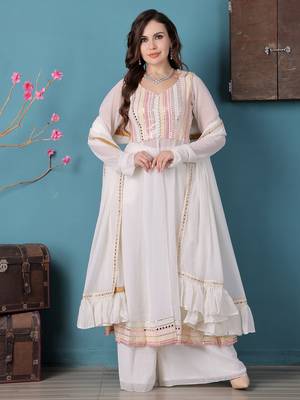 Ethnovog ready to wear off white georgette embroidered anrakali suit 1