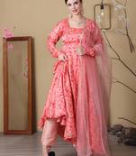 Ethnovog ready to wear peach jimmy choo printed anarkali suit