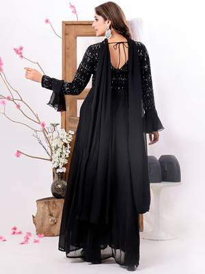 Ethnovog ready to wear black embroidered anarkali suit 3