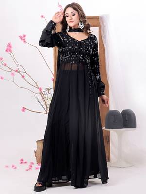 Ethnovog ready to wear black embroidered anarkali suit 1