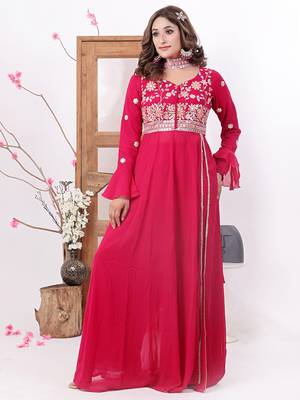 Ethnovog ready to wear pink embroidered anarkali suit 1