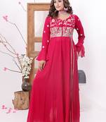Ethnovog ready to wear pink embroidered anarkali suit