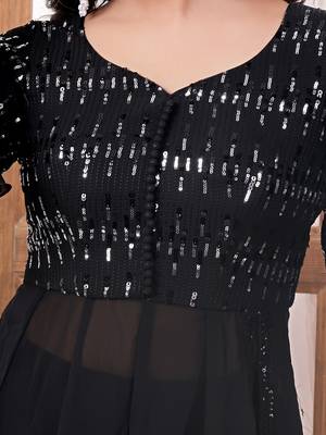 Ethnovog ready to wear black embroidered anarkali suit 4