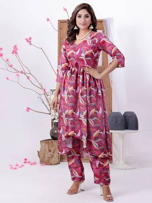 Ethnovog ready to wear multicolored satin high n low kurta set 1